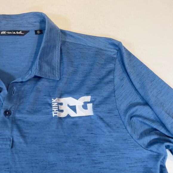 Travis Mathew Golf Polo Shirt Men's 2XL "Textured" Blue w/ Company Branding - Picture 4 of 13